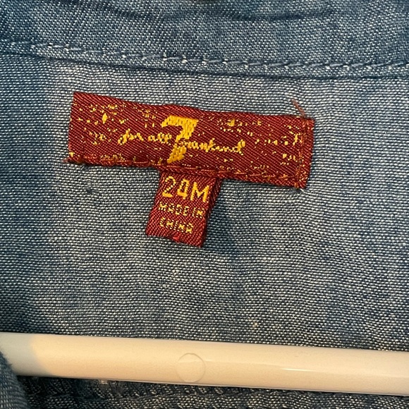 7 For All Mankind Boys Button Down Long Sleeve Size 24M - Picture 3 of 4